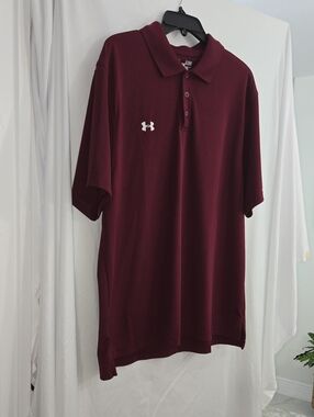 Under Armour Men's Maroon Polo Shirt with White Logo